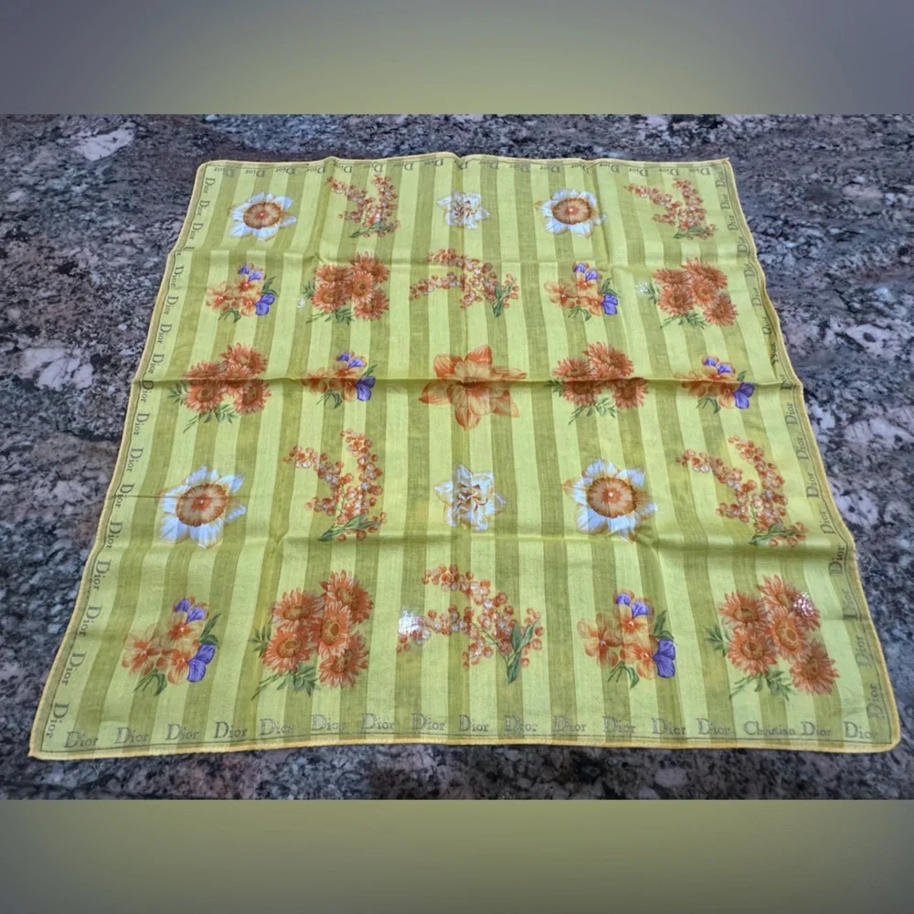 Dior Vibrant Yellow Floral Scarf